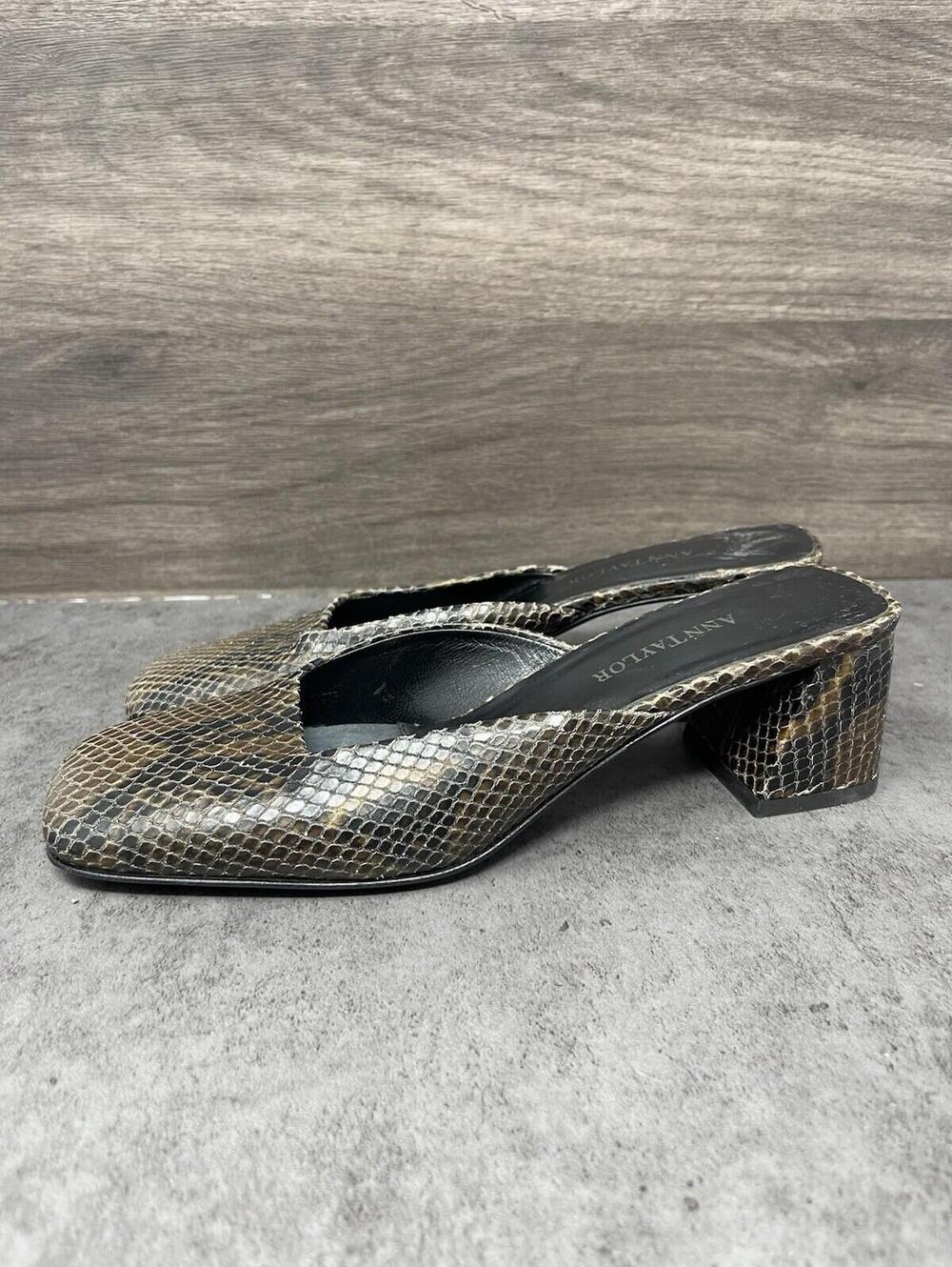 ANN TAYLOR Shoes Womens Size 6 Block Heel Mule Snake Slip On